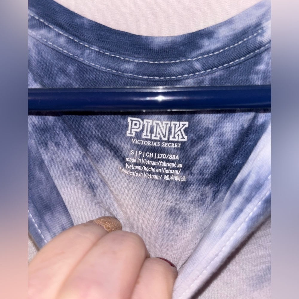 PINK Victoria's Secret Womens Tie-Dye Tee - Navy and White - Picture 5 of 7